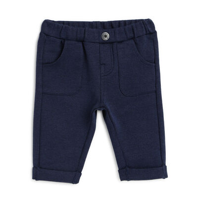 Boys Dark Blue Solid Long Trouser